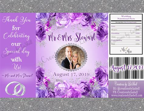 Wedding Chip Bags Digital File Shades Of Purple Chip Bags Printable