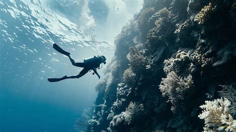 Scuba diver surrounded by beautiful underwater nature | AI-generated image