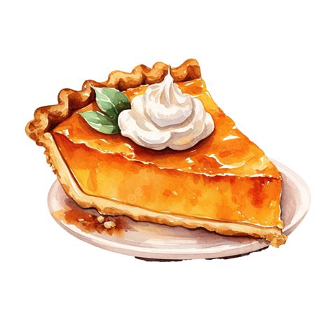 Pumpkin Pie Hand Drawn Watercolor Illustration Happy Thanksgiving Traditional Holiday Cake