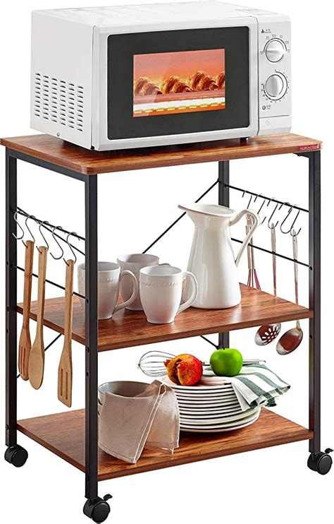 Mr Ironstone Kitchen Microwave Cart 3 Tier Rolling Kitchen Utility Cart