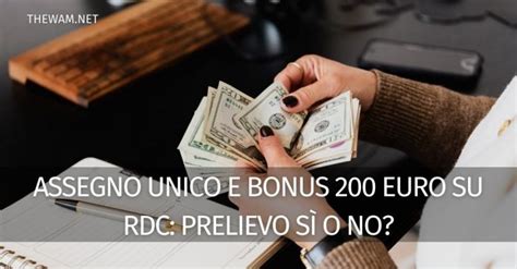 Assegno Unico E Bonus Euro Su Rdc Prelievo S O No