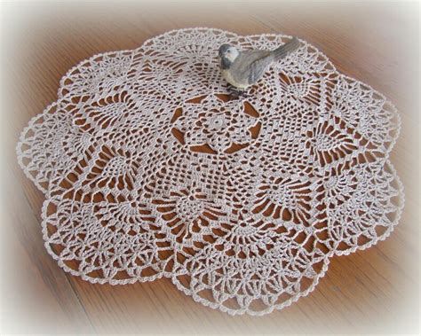 Ecru Star Flower Pineapple Crochet Doily With Lovely Etsy