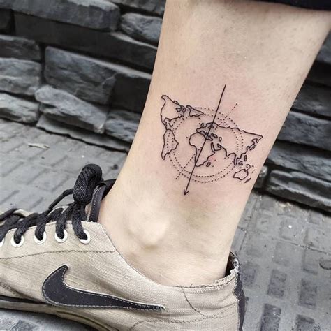 Minimalist World Map Tattoo By Isaarttattoo Worlds Best Tattoos World