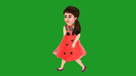 Chhoti Ladki Cartoon Character Green Screengirls Cartoon Green Screen