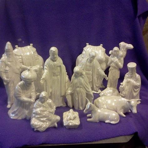 Ceramic Large Nativity Piece Glazed Set With Mother Of Etsy