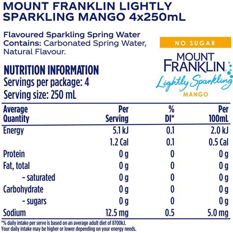 Mount Franklin Lightly Sparkling Water Mango Multipack Mini Cans Ml