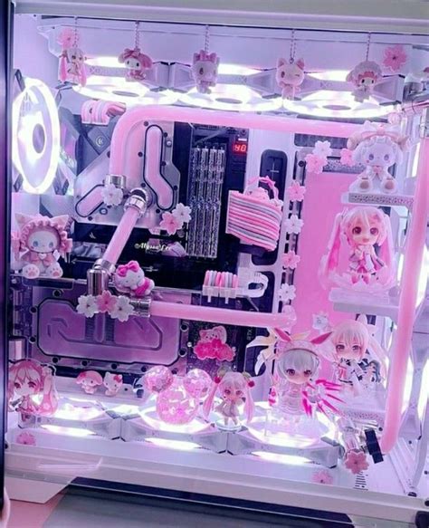 Aesthetic Pink And White Pc Setup - Bosque Wallpaper