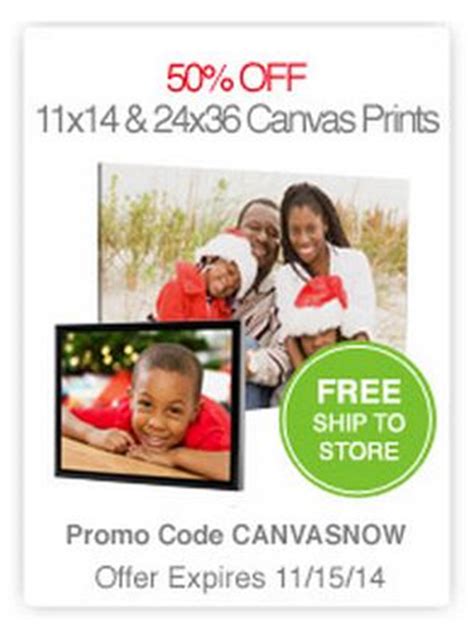 50% OFF 11x14 or 24x36 Canvas Prints + FREE Shipping at CVS.com!