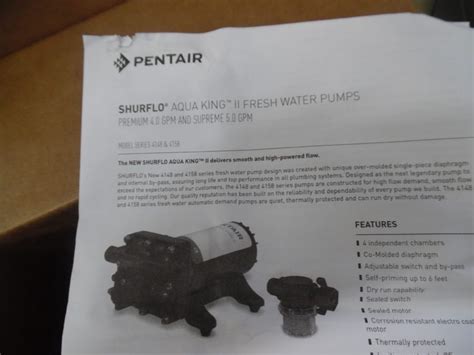 Pentair Shurflo A Fresh Water Marine Pump Aqua King Ii V