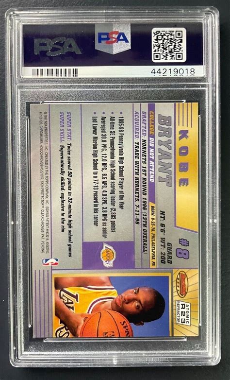 1996 97 Kobe Bryant Bowman S Best Atomic Refractor R23 RC Rookie Mint