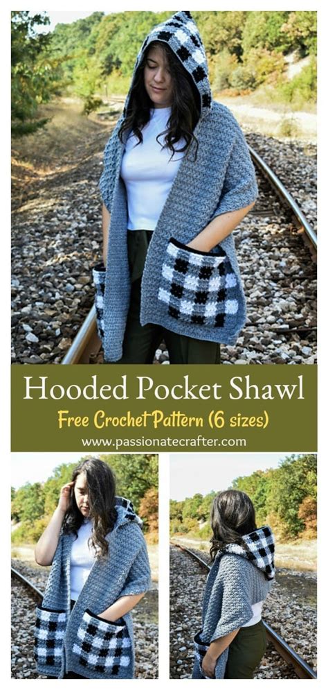 Hooded Pocket Shawl Free Crochet Pattern Cool Creativities