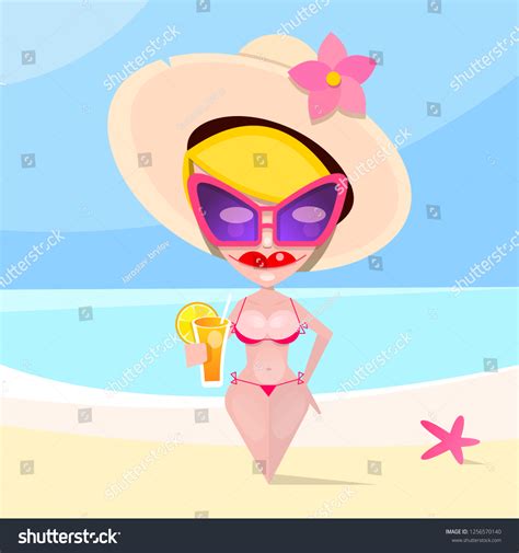 Hot Girl On Beach Vector Illustration Stock Vector Royalty Free 1256570140 Shutterstock