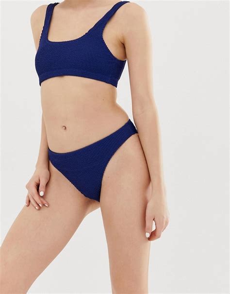 Monki Bubble Rib Bikini Brief In Blue Shopstyle Two Piece Swimsuits