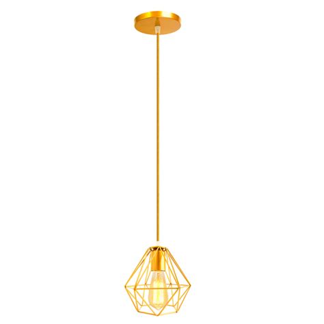 Lustre Luminária Pendente Diamante Retro Dourado Fl Leroy Merlin