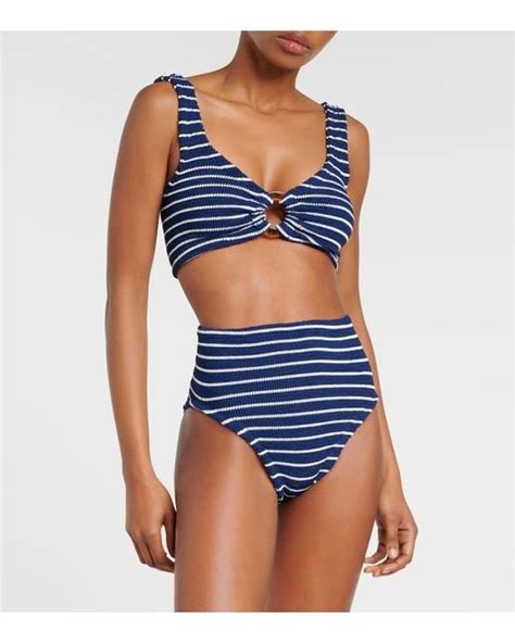 Hunza G Nadine Striped Bikini In Blue Lyst