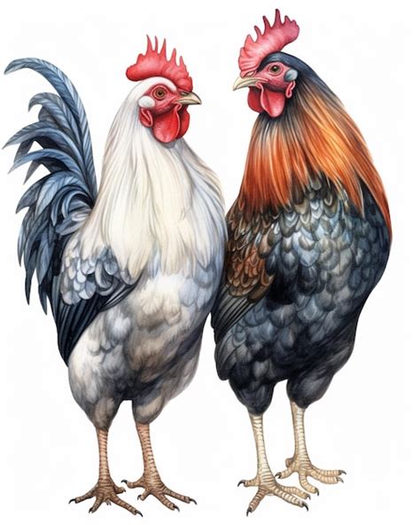 Premium Ai Image There Are Two Roosters Standing Next To Each Other