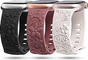 Toyouths Pack Floral Engraved Bands Compatible With Apple Watch Strap