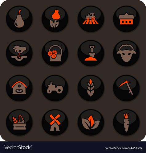 Agricultural icons set Royalty Free Vector Image