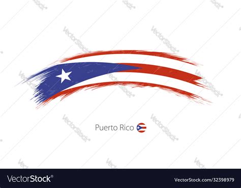 Flag Puerto Rico In Rounded Grunge Brush Stroke Vector Image