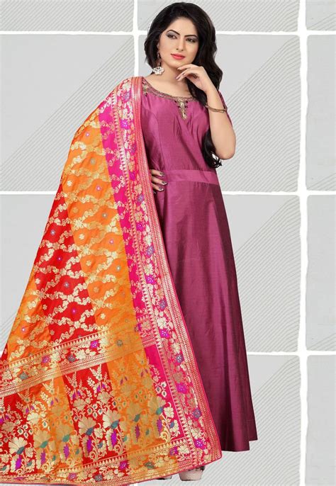 Buy Orange Silk Dupatta 171235 Online At Lowest Price From Vast