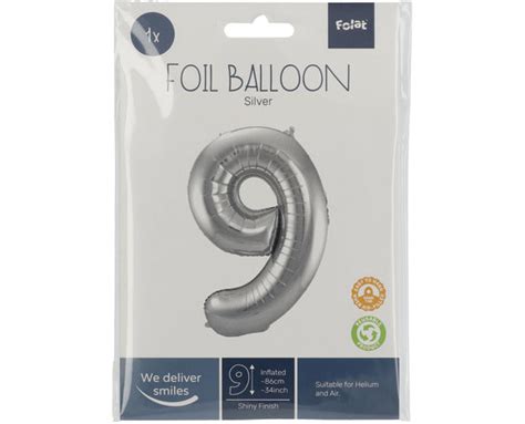 Folie Ballon Cijfer Zilver Metallic Xl Cm Leeg Partywinkel