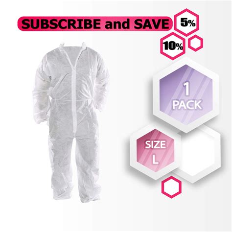 Amz Hazmat Suit Disposable Coveralls Paint Suit Large 30gsm