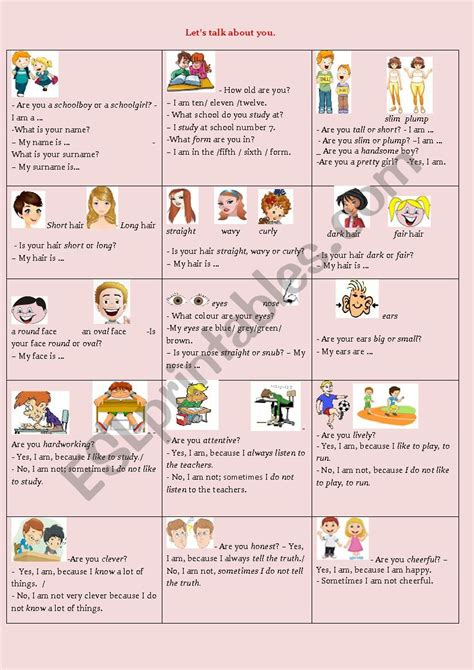 Lets Talk About You Esl Worksheet By Olena Linchuk