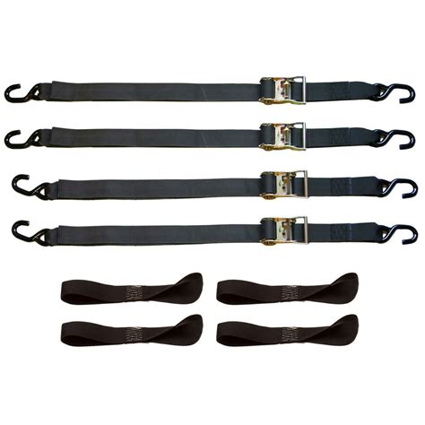 8 Piece Heavy Duty Motorcycle Ratchet Tie Down Strap Set Discount Ramps