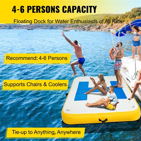 Vevor Inflatable Dock Platform Inflatable Dock 8x5x6 Floating Dock W