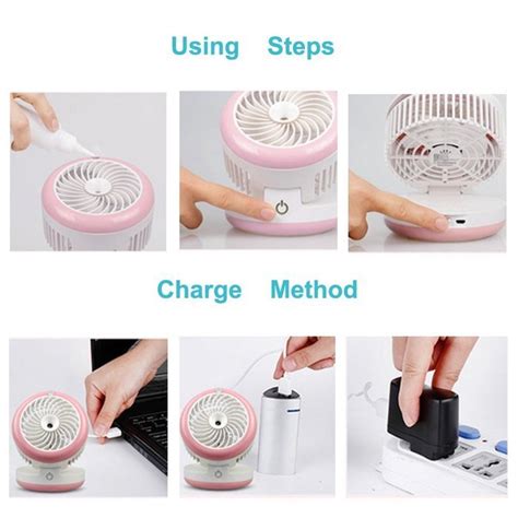 Rechargeable Humidifier Mini Misting Fan Desktop Fan Water Spray Fan