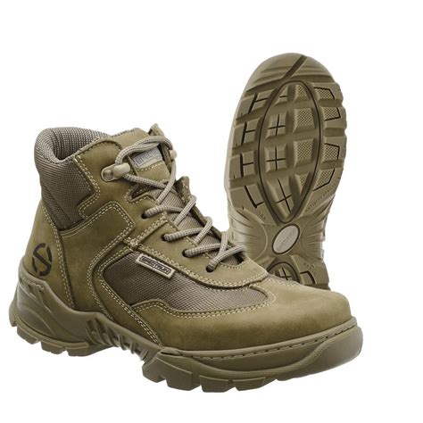 Bota Coturno Militar Cano Curto Baixo Couro Solado Borracha Evoque