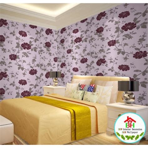 Bhw Wallpaper Self Adhesive Floral Design Pvc Waterproof Wall Sticker