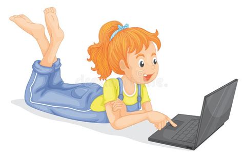 Girl With Laptop Stock Vector Illustration Of Laptop 30056071