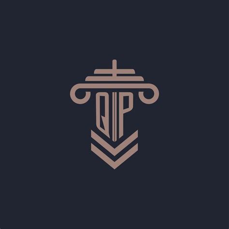 Qp Initial Monogram Logo With Pillar Design For Law Firm Vector Image