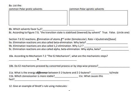 Solved 8a. List the: common Polar protic solvents common | Chegg.com