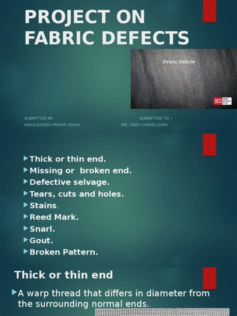 Fabric Defects Pdf Textiles Weaving