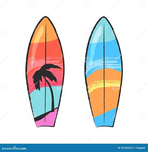 Two Colorful Surfing Boards on White Stock Vector - Illustration of ...