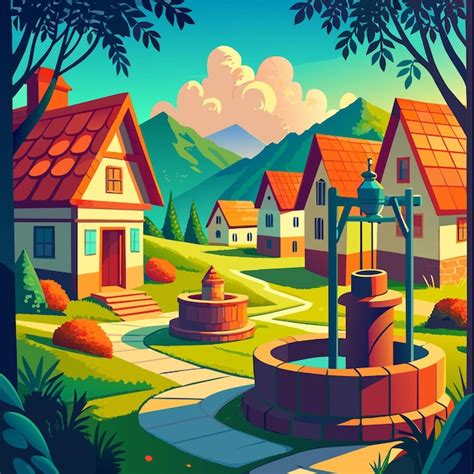 bucolic village animation images    freepik