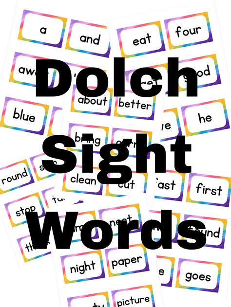 Dolch Sight Word Flashcards Etsy Canada