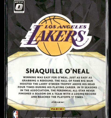 2020 21 Donruss Optic Shaquille O Neal 1 Winner Stays PURPLE Los