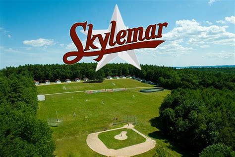 An Aerial View Of A Baseball Field With The Word Skylemar Over It