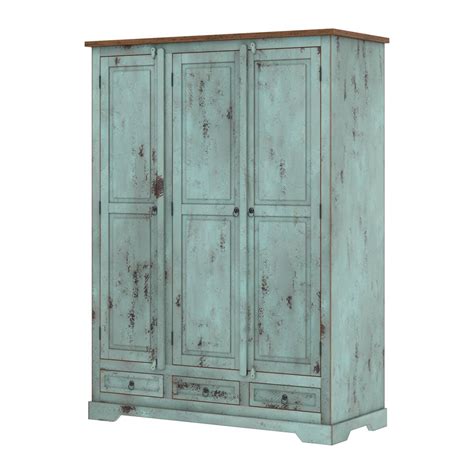 Scranton Two Tone Solid Wood Armoire Wardrobe With Hanging Rod And Shelves