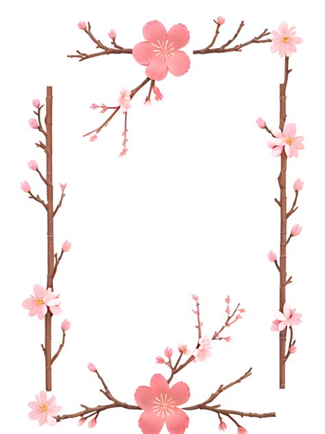 Sakura Border Frame PNG Transparent Background Ai Generative 34607140 PNG