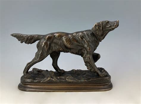 Proantic Chien à l arrêt Bronze de Jules Moigniez 1835 1894