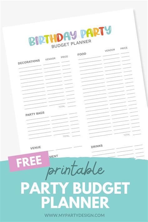 Birthday Party Budget Planner, Free Printable - My Party Design