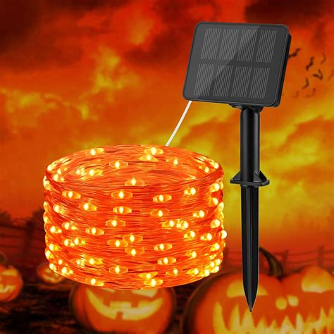 BOLWEO Orange Halloween Solar Fairy Lights 16 4Ft 50 LED Solar String