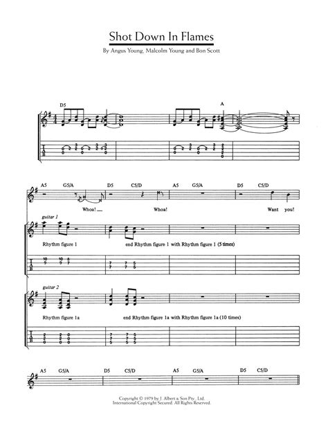 Shot Down In Flames By Ac Dc Sheet Music For Guitar Tab At Sheet Music