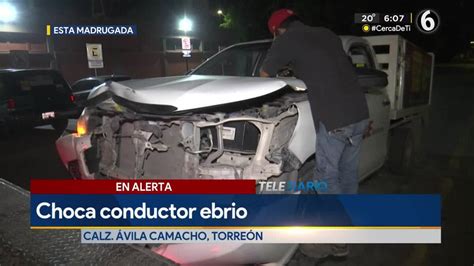 Conductor ebrio choca contra camioneta en Torreón Telediario México