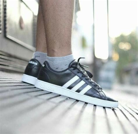 Jual SEPATU ADIDAS NEO BASELINE LEATHER BLACK WHITE PREMIUM QUALITY Di