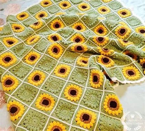 Sunflower Crochet Blanket/floral Crochet Blanket/crochet - Etsy | Deken ...